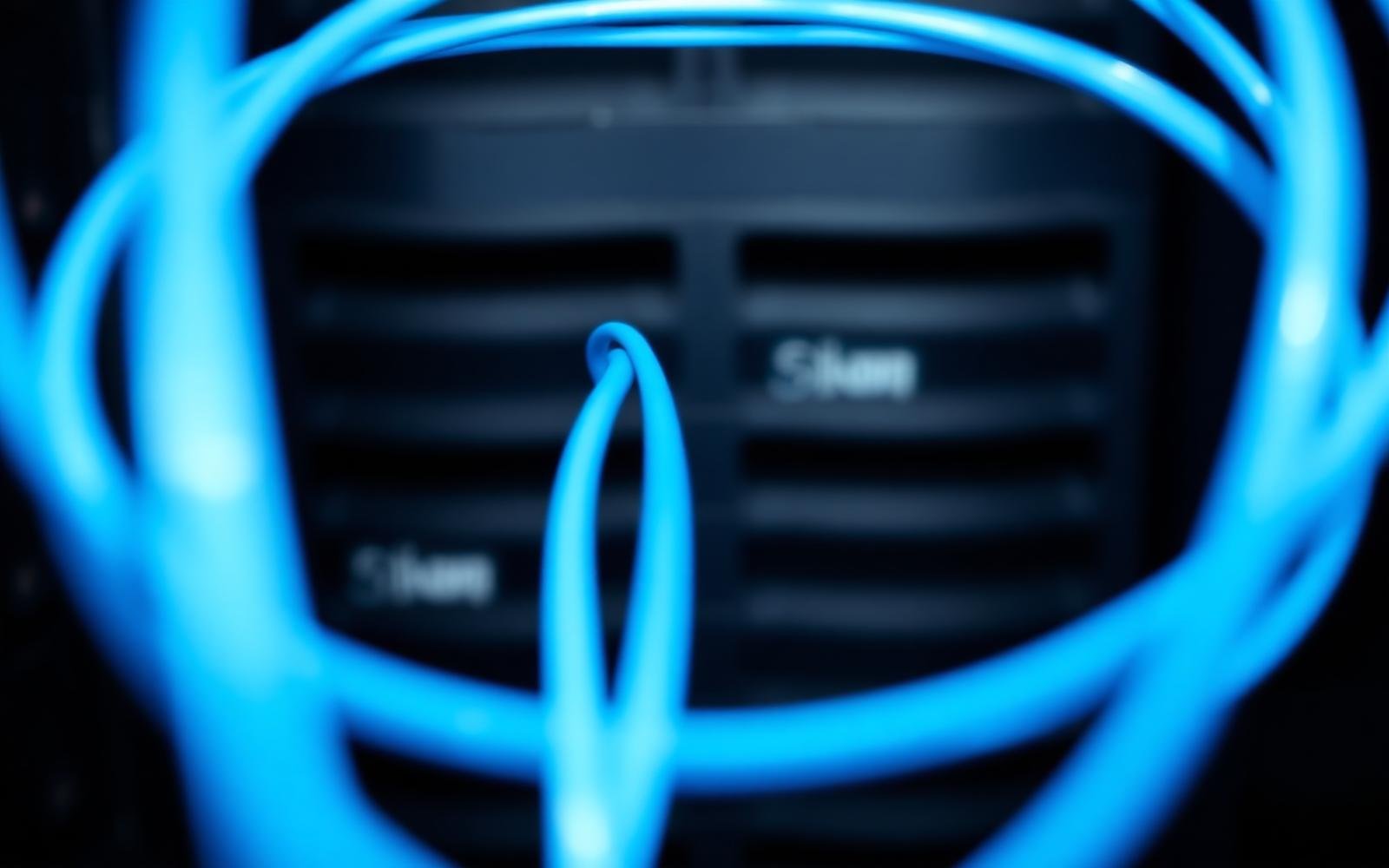 Cabeamento de rede de alta velocidade conectado a equipamentos do datacenter